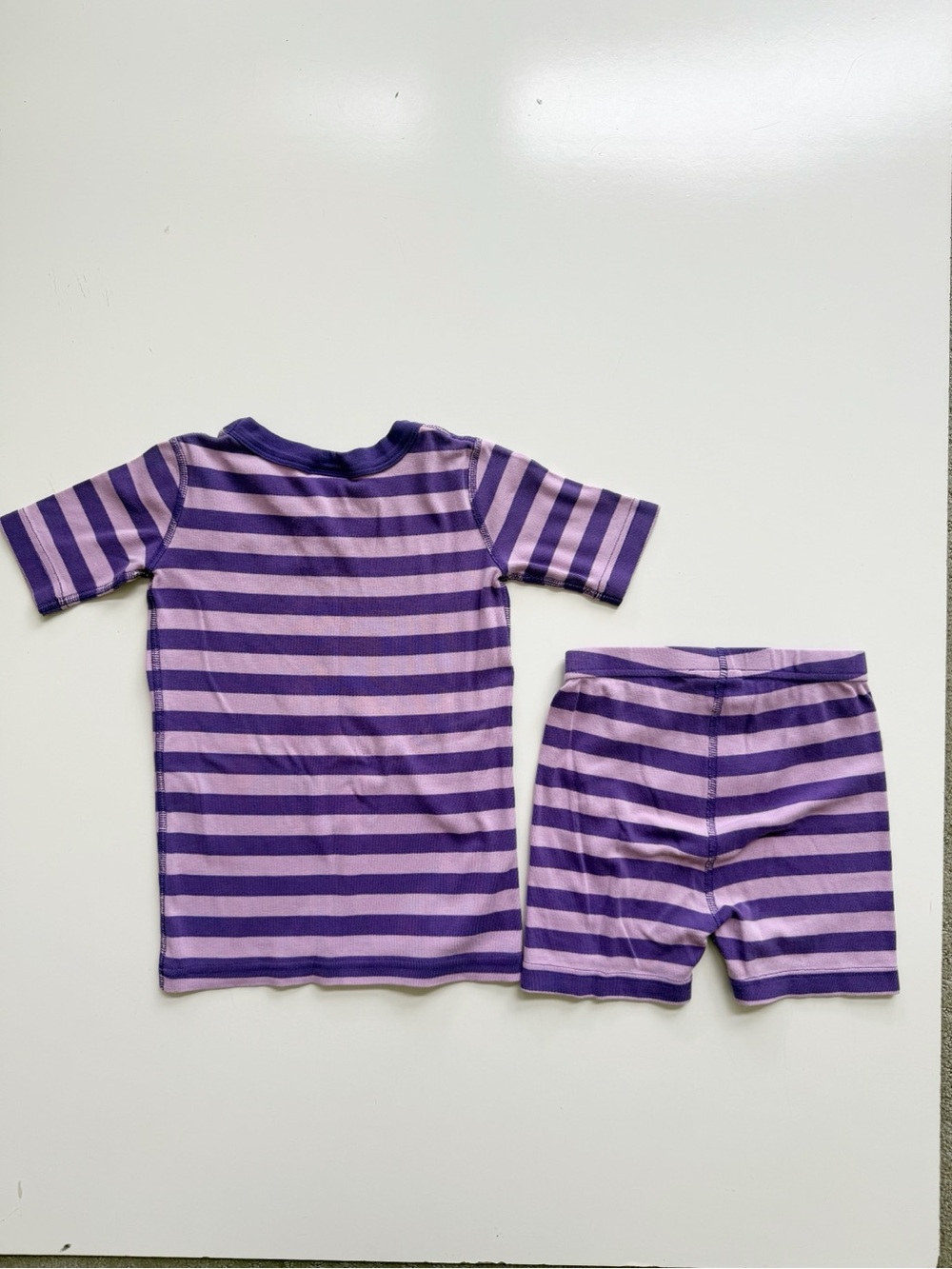 Hanna Andersson Purple Striped Short John Pajamas Size 6/7 - Picture 5 of 6